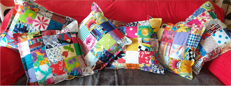 Patchwork cushions handmade by Judith Craig