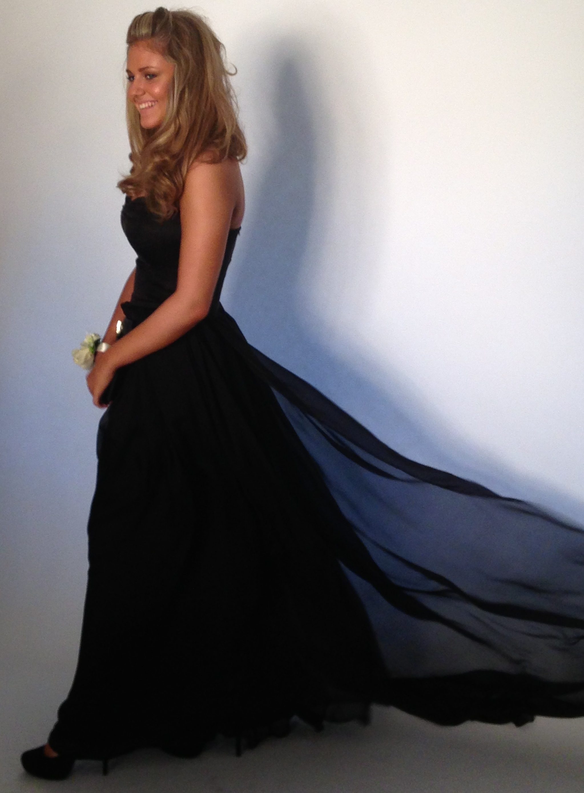 black silk chiffon evening dress